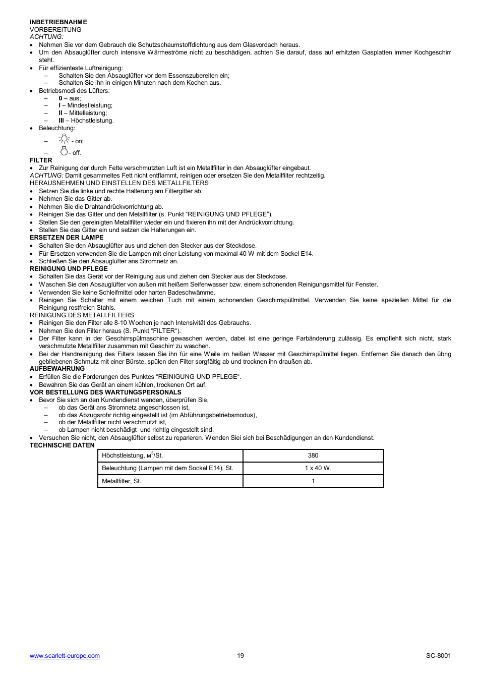 Scarlett SC-8001 User Manual | Page 19 / 19