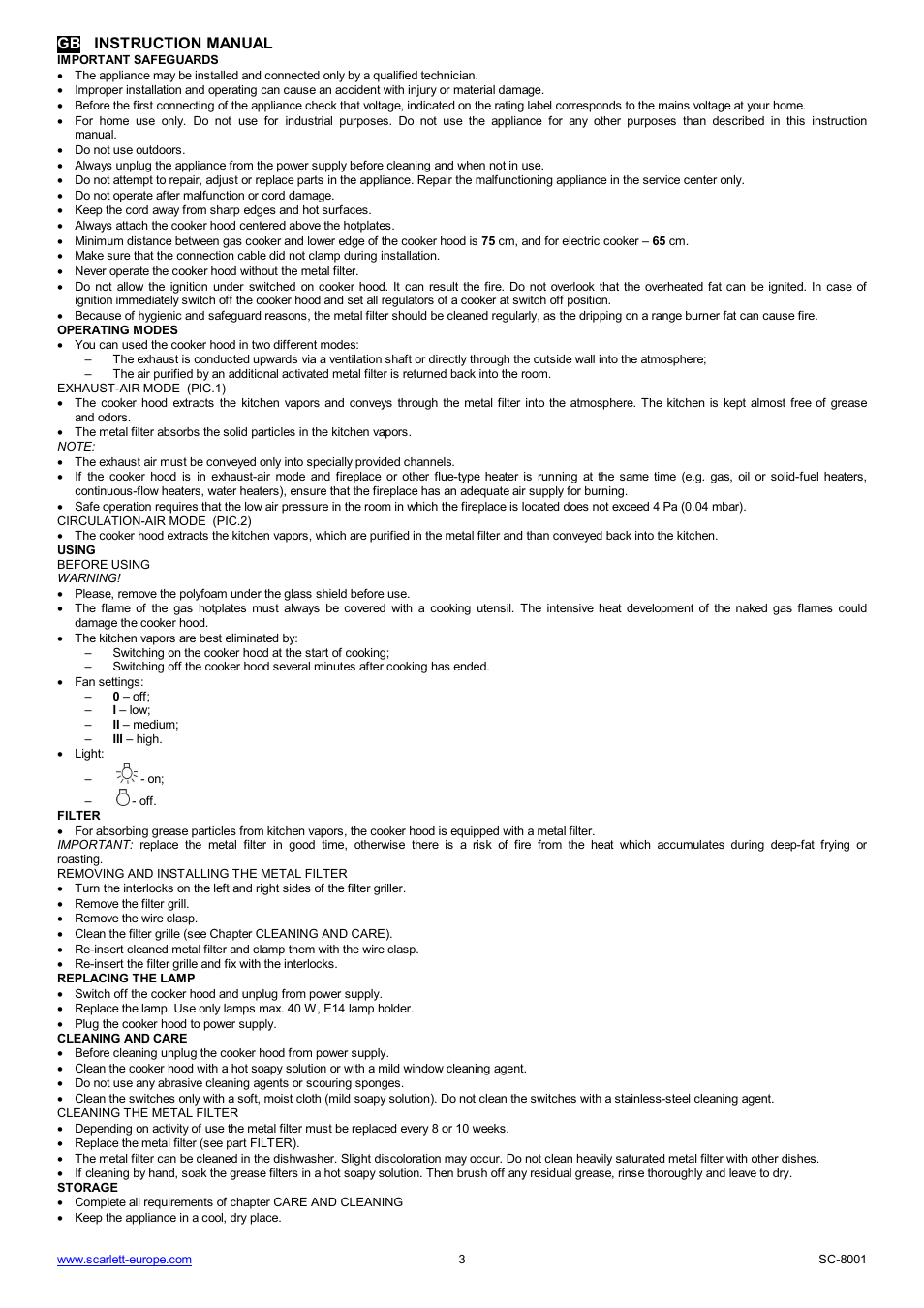 Gb instruction manual | Scarlett SC-8001 User Manual | Page 3 / 19