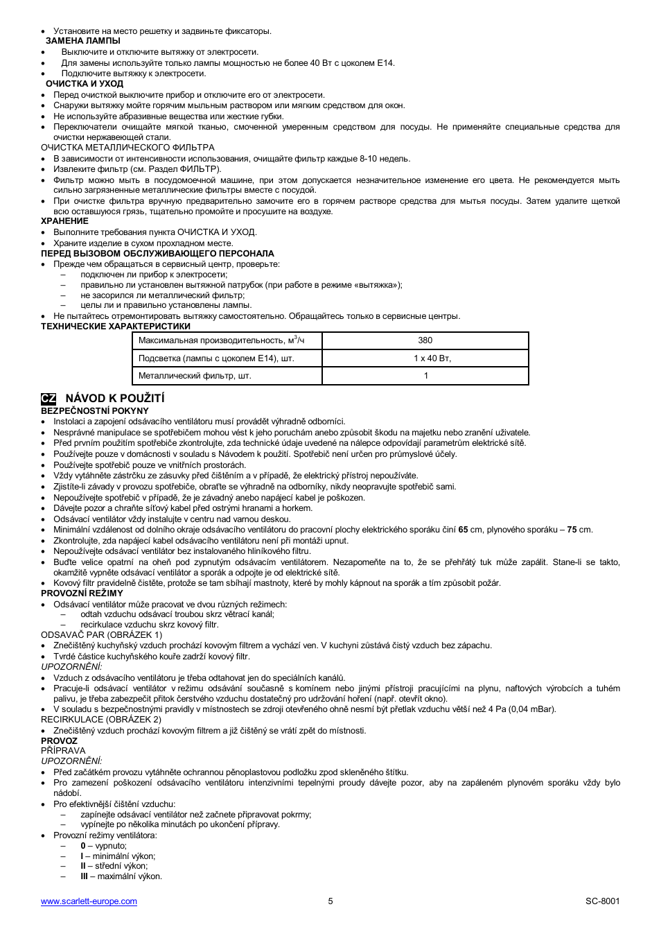 Cz návod k pou ití | Scarlett SC-8001 User Manual | Page 5 / 19