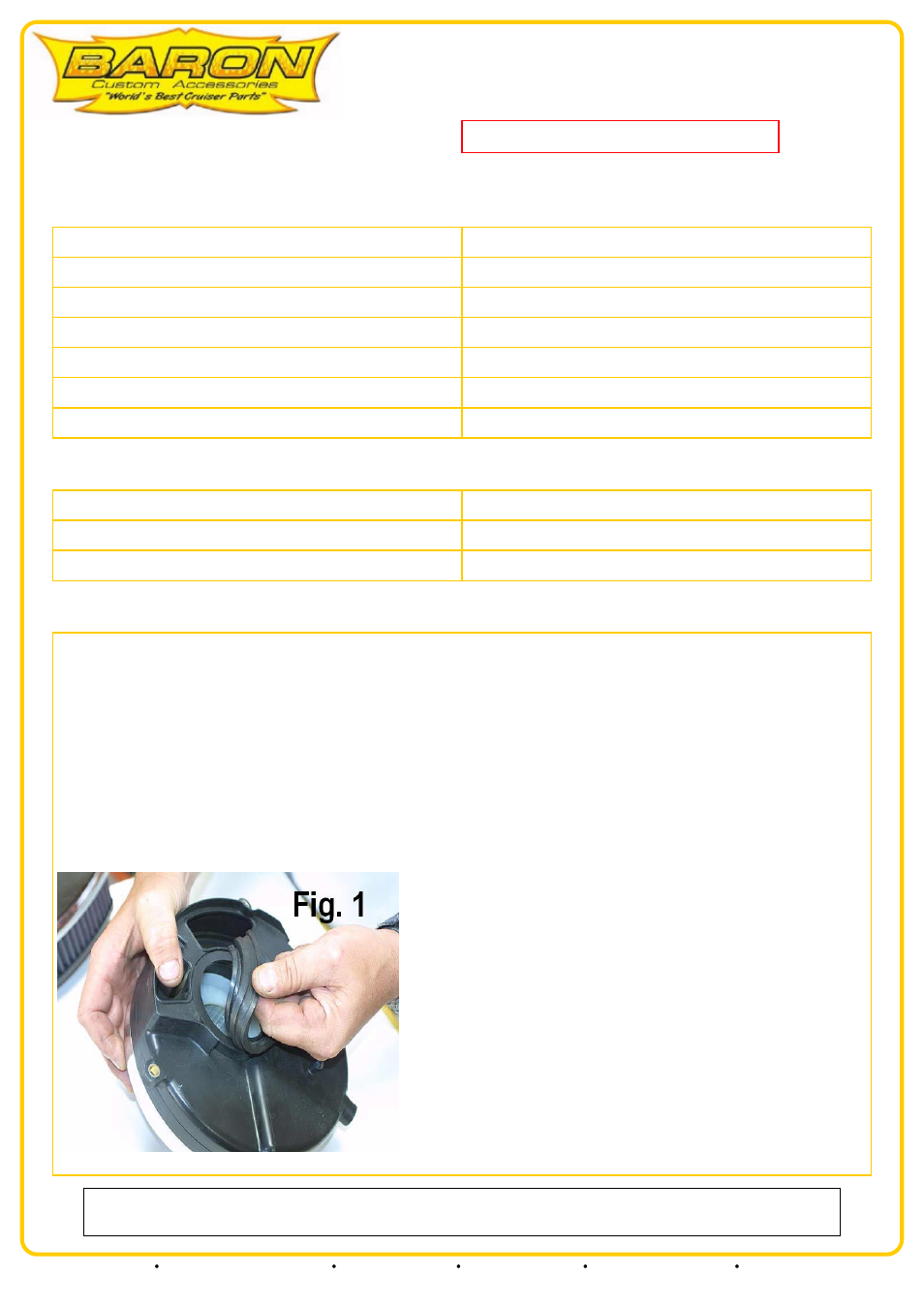Baron Air & Fuel_BIG AIR KIT PINSTRIPE, CHROME Yamaha V-Star 650 User Manual | 2 pages