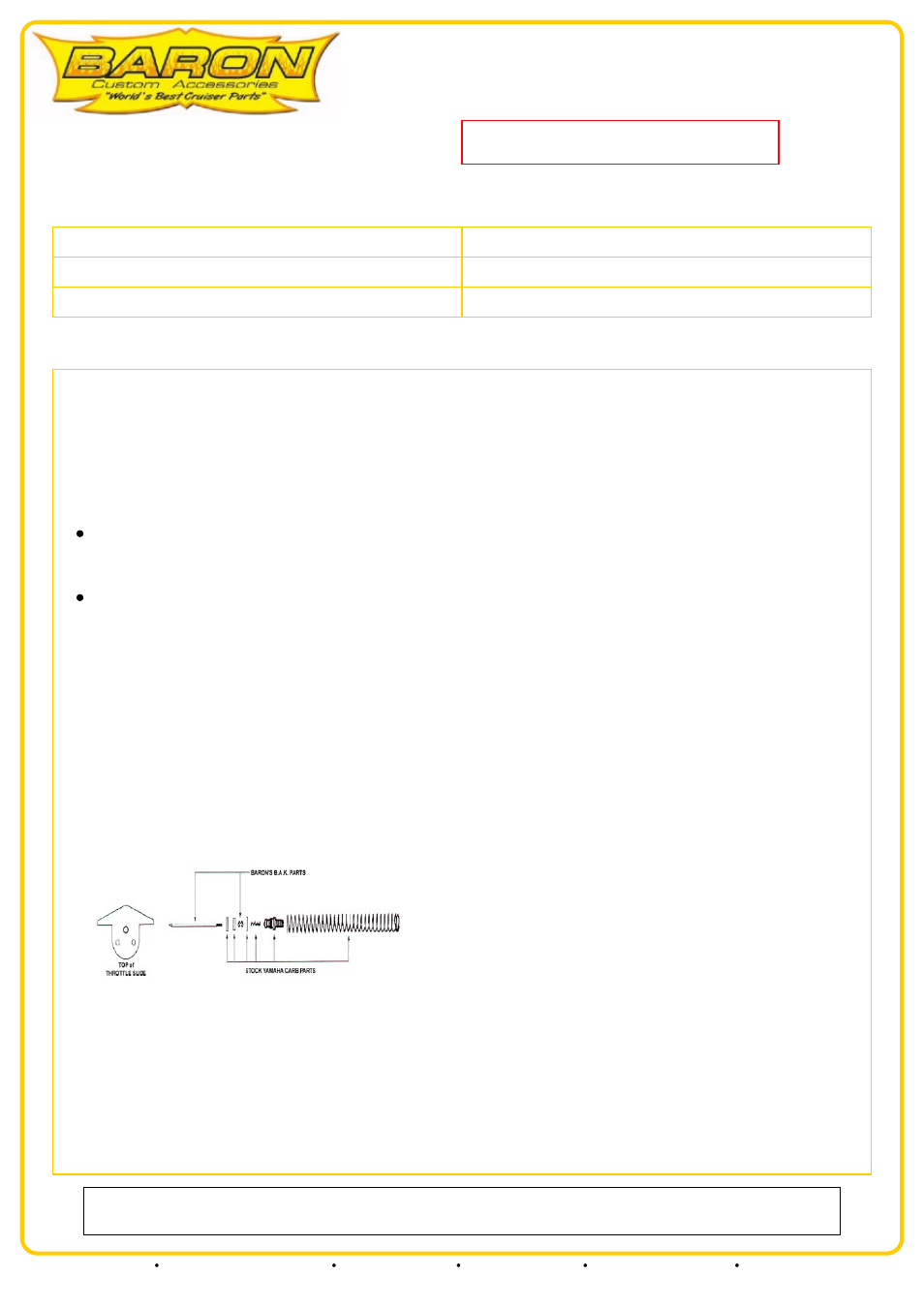 Baron Air & Fuel_NEEDLE_JET KIT Road Star User Manual | 3 pages