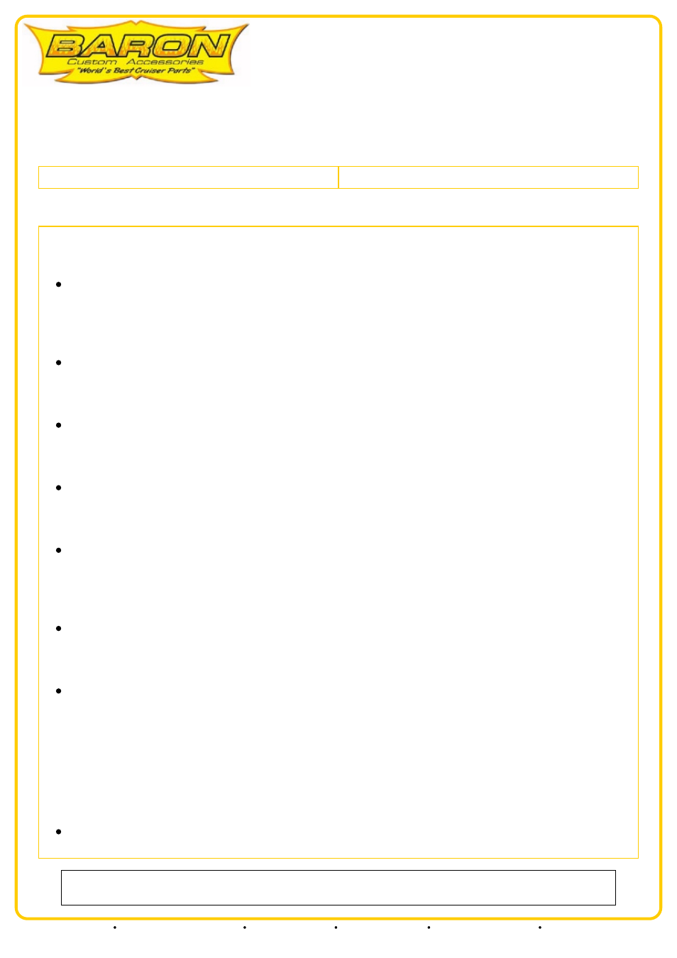 Baron Footrest & Controls_RIDER SHORT BOARD T-BRACKETS - Yamaha_Honda User Manual | 1 page