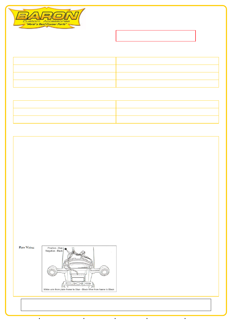 Baron Chrome Shop_REAR LICENSE MOUNT w_LED LICENSE FRAME User Manual | 1 page