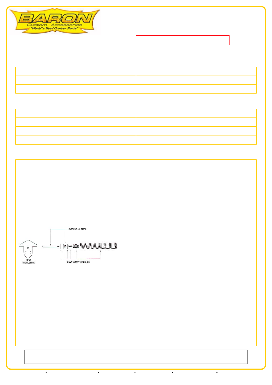 Baron Air & Fuel_NEEDLE_JET KIT V-Star1100 Classic_Custom User Manual | 2 pages