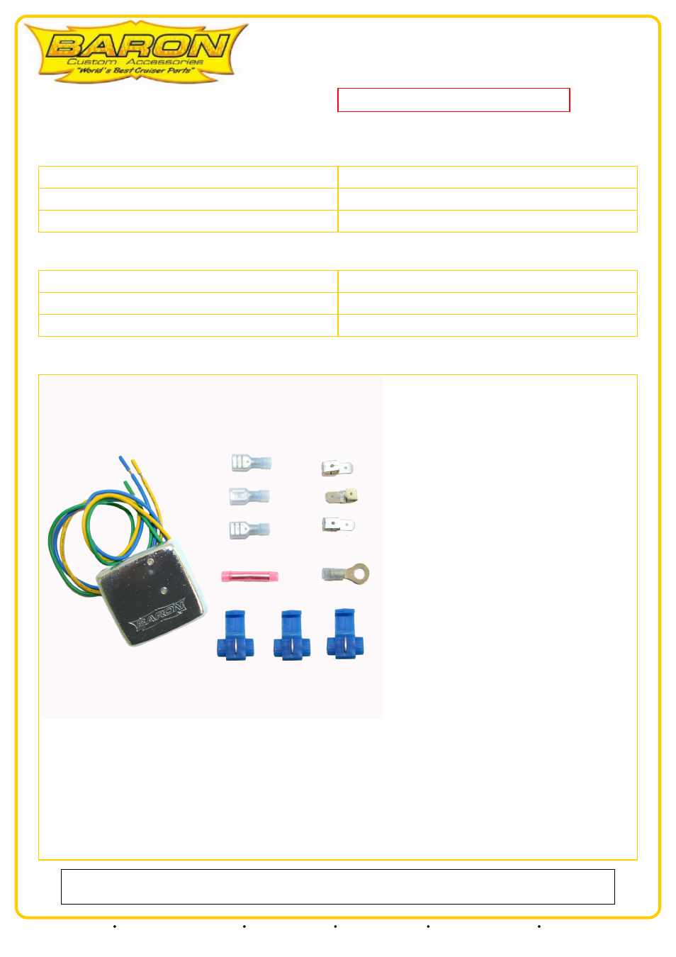 Baron Tachometers_TACHOMETER ADAPTER User Manual | 2 pages