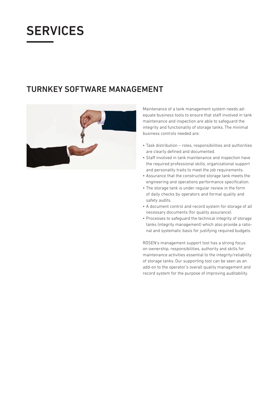 Services, Turnkey software management | Rosen ROAIMS for Plants & Terminals User Manual | Page 7 / 8