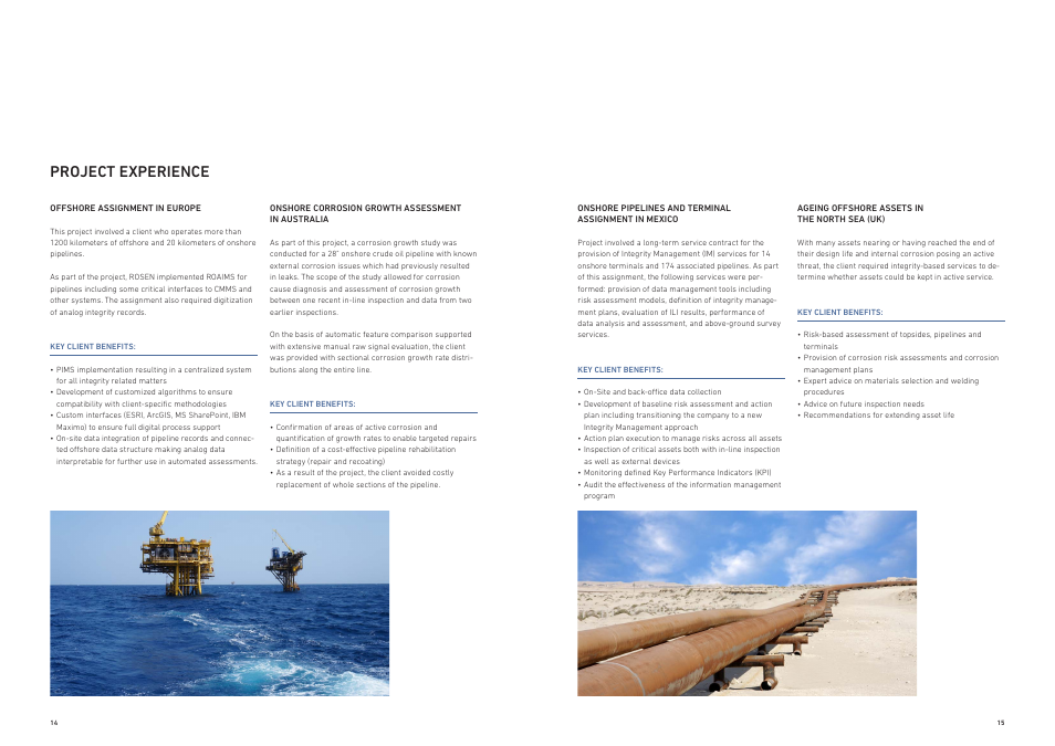 Project experience | Rosen ROAIMS for Pipelines User Manual | Page 8 / 9