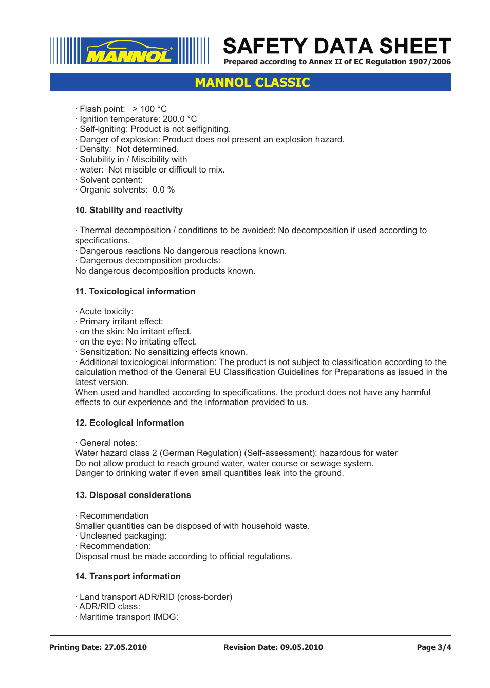 Mannol classic | SCT-Germany CLASSIC SAE 10W-40 API SN_CF User Manual | Page 3 / 4