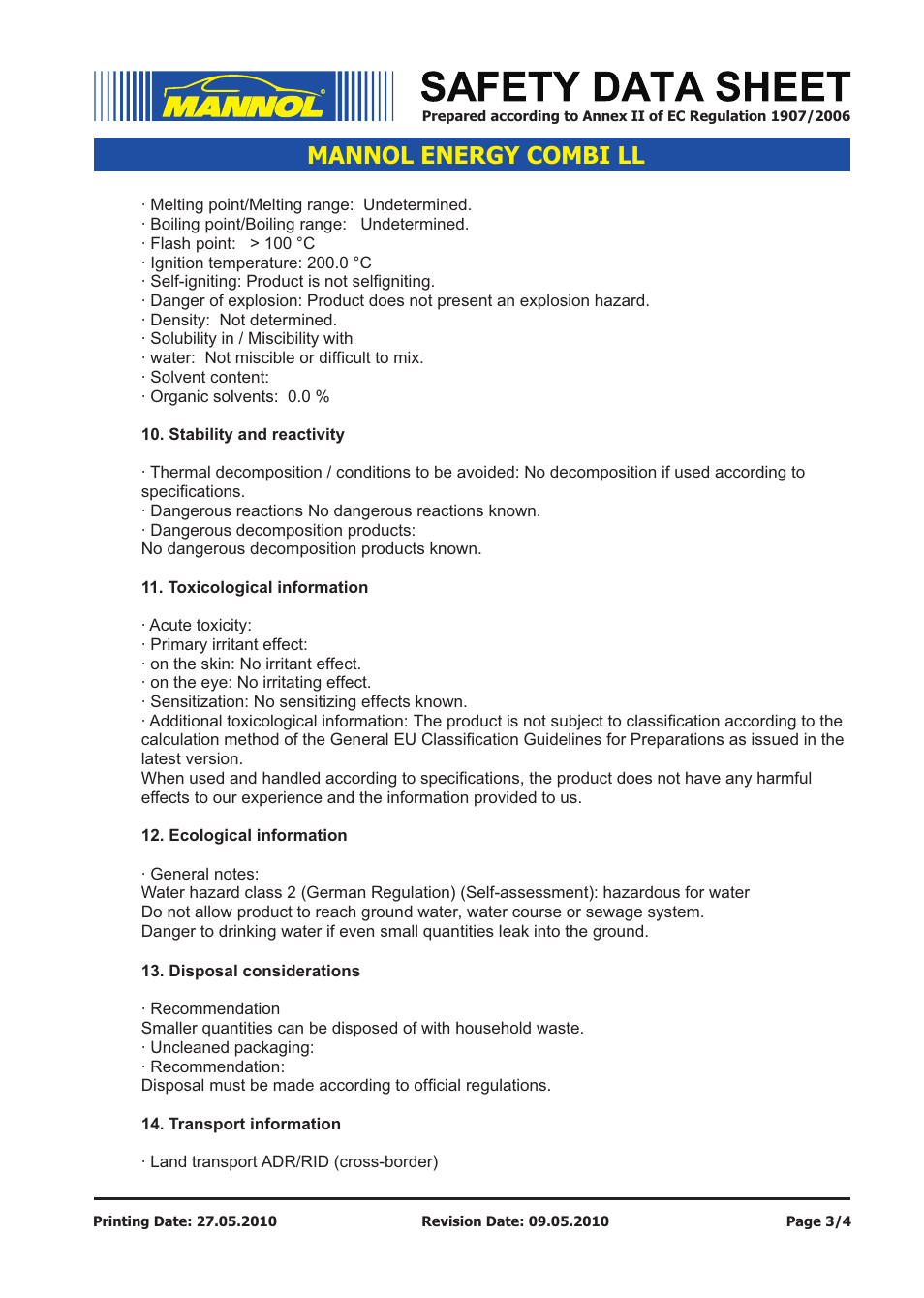 Mannol energy combi ll | SCT-Germany ENERGY COMBI LL SAE 5W-30 API SM_CF User Manual | Page 3 / 4