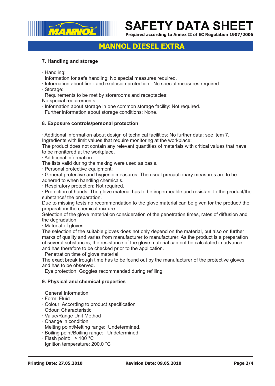 Mannol diesel extra | SCT-Germany DIESEL EXTRA SAE 10W-40 API CH-4_SL User Manual | Page 2 / 4