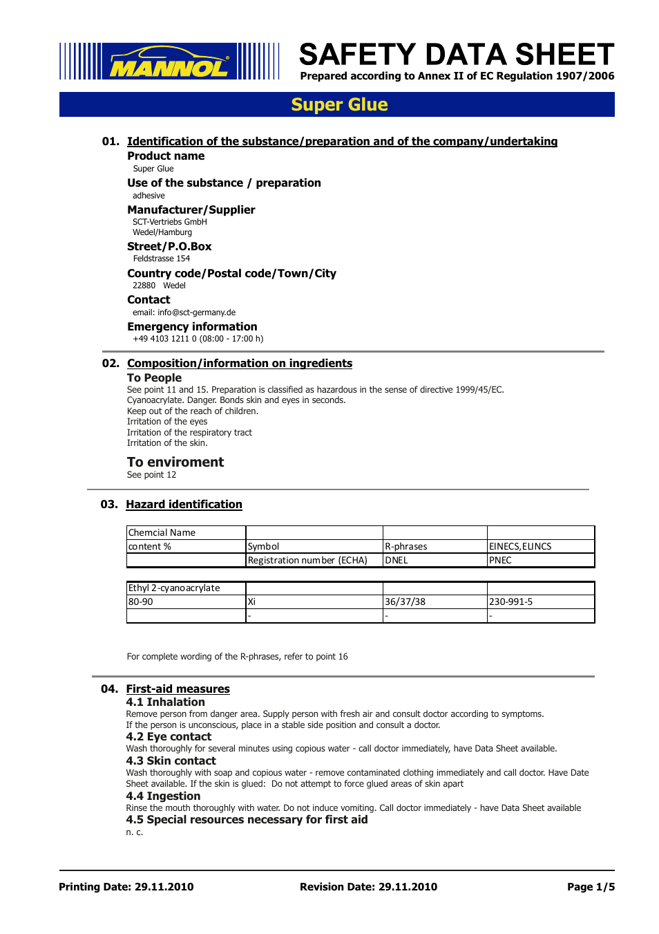 SCT-Germany SUPER GLUE User Manual | 5 pages