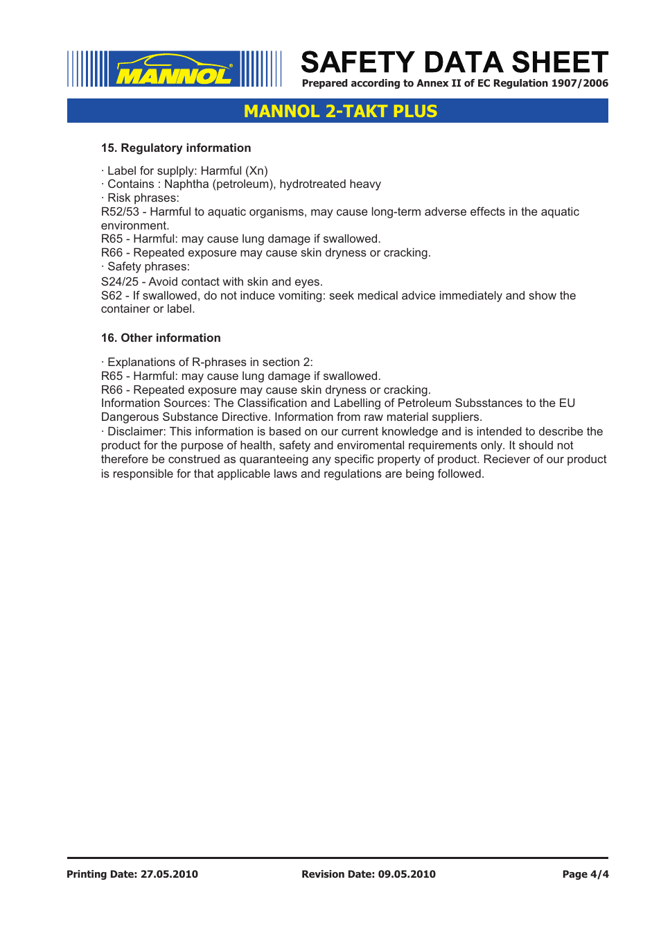 Mannol 2-takt plus | SCT-Germany 2-TAKT PLUS API TC User Manual | Page 4 / 4