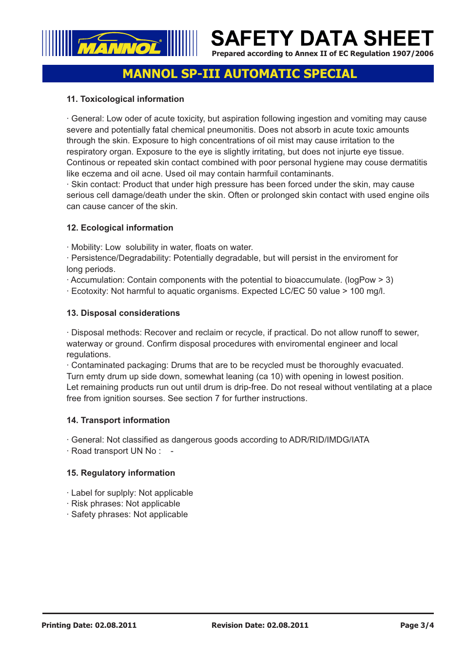 Mannol sp-iii automatic special | SCT-Germany SP-III AUTOMATIC SPECIAL User Manual | Page 3 / 4