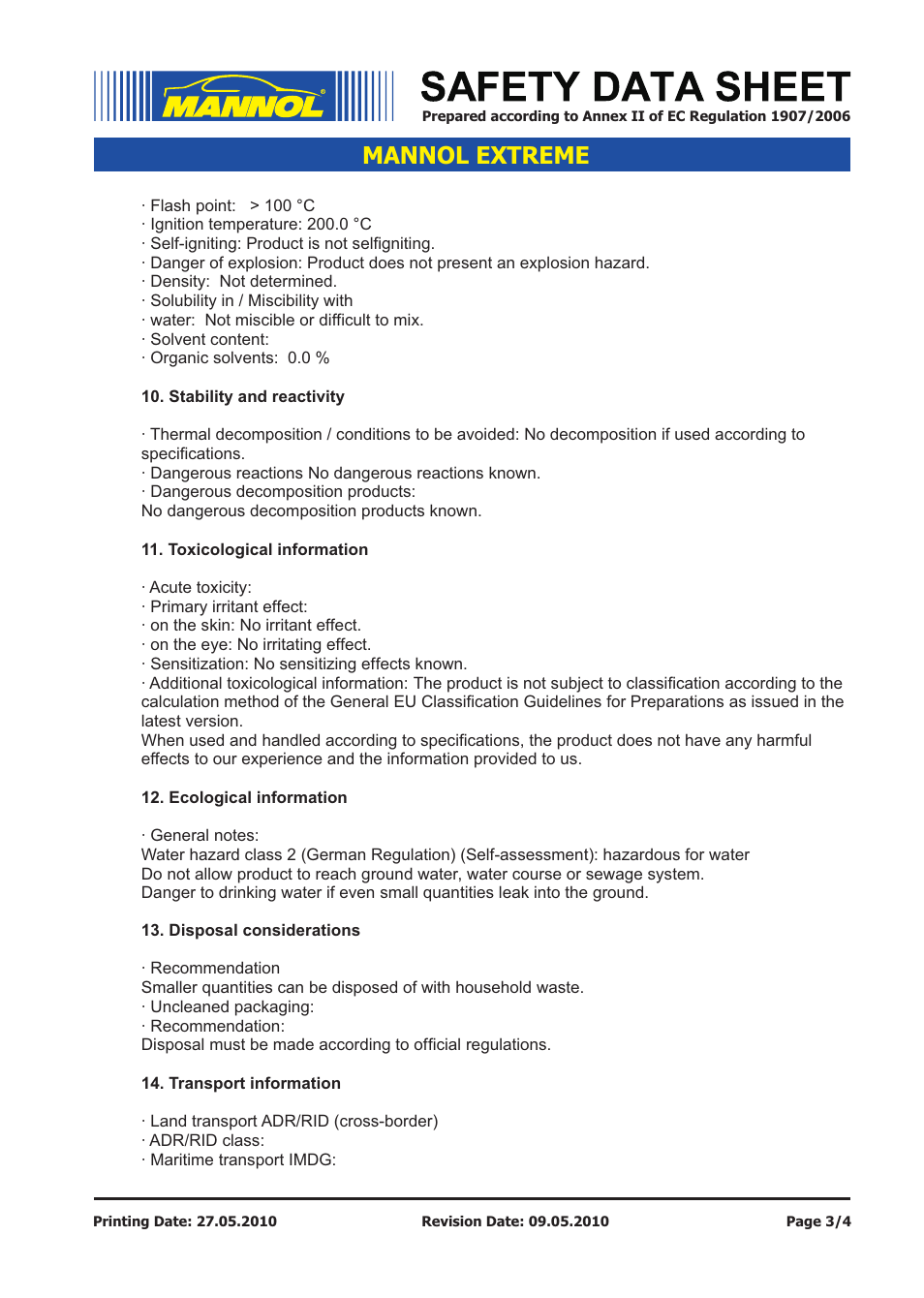 Mannol extreme | SCT-Germany EXTREME SAE 5W-40 API SL_CF User Manual | Page 3 / 4
