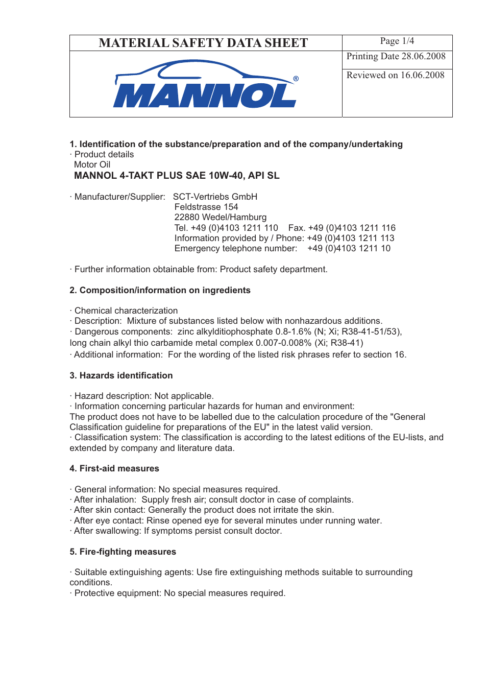 SCT-Germany 4-TAKT PLUS User Manual | 4 pages