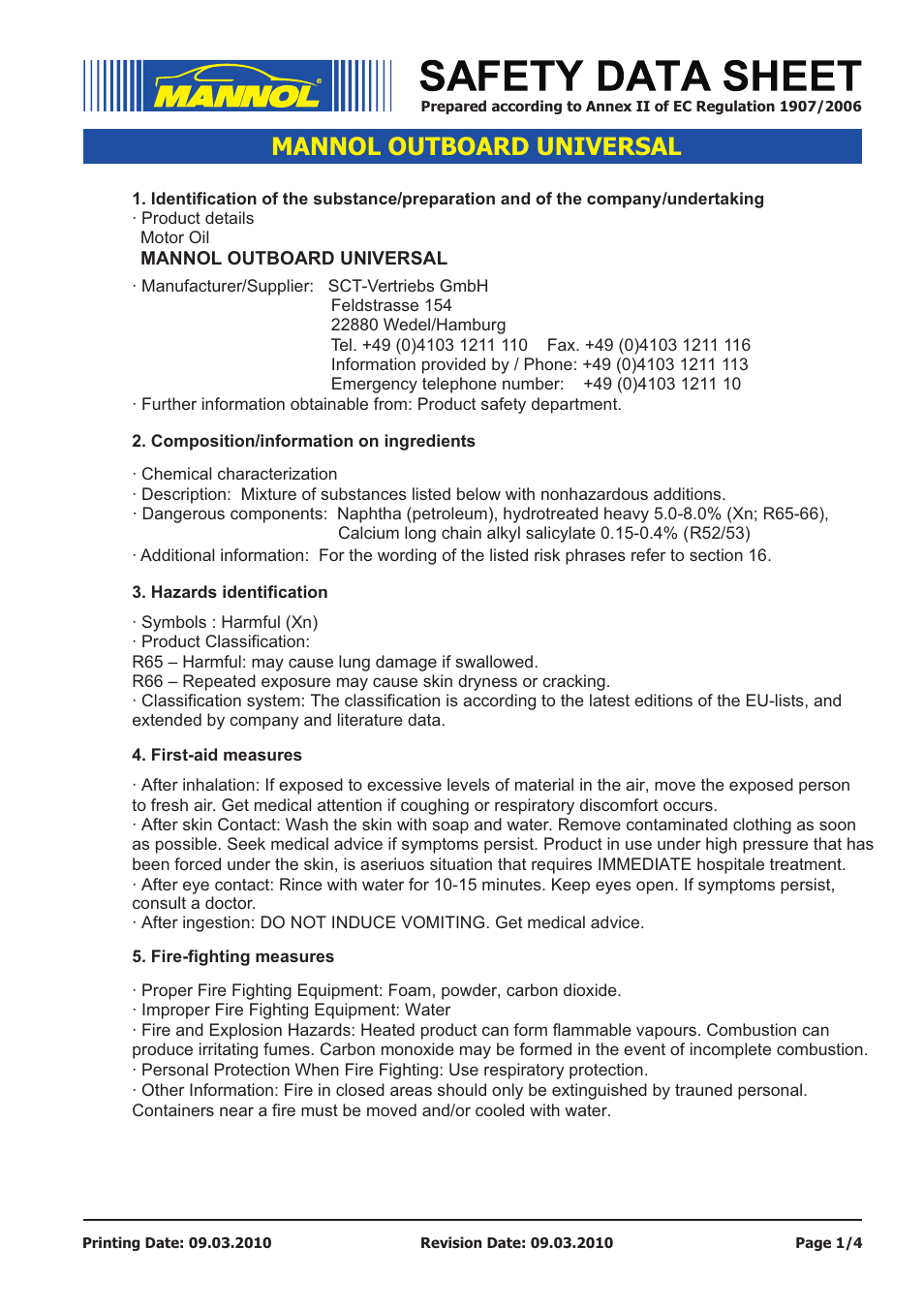SCT-Germany OUTBOARD UNIVERSAL API TC User Manual | 4 pages