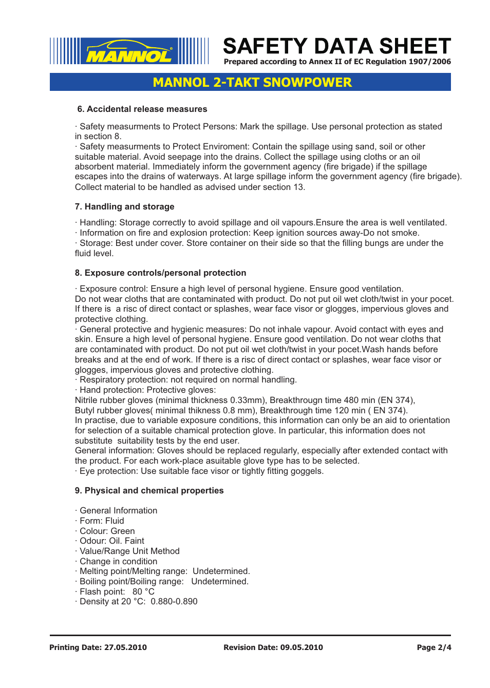Mannol 2-takt snowpower | SCT-Germany 2-TAKT SNOWPOWER User Manual | Page 2 / 4