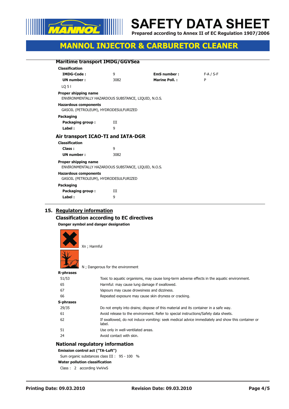 Mannol injector & carburetor cleaner | SCT-Germany INJECTOR CLEANER User Manual | Page 4 / 5