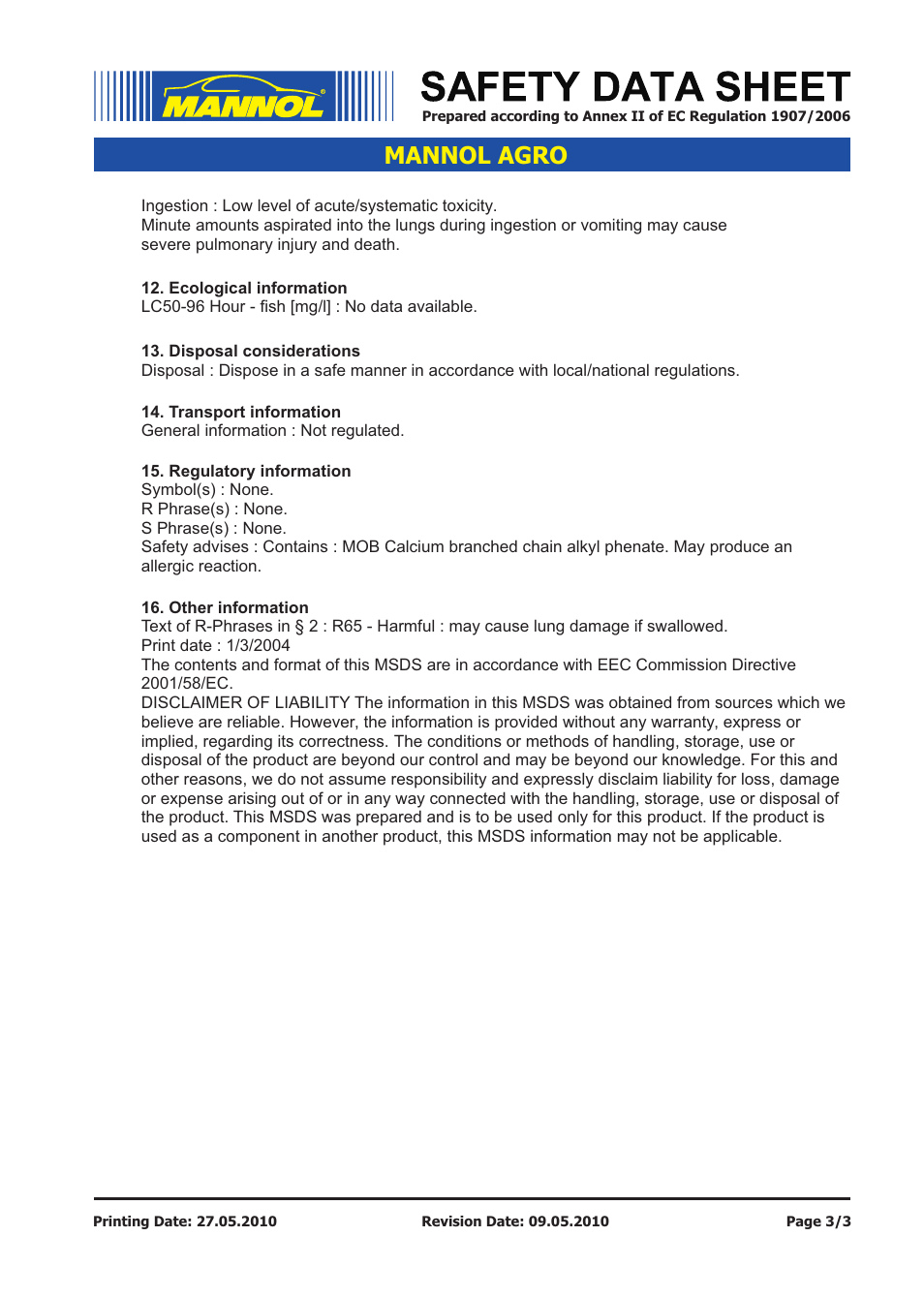 Mannol agro | SCT-Germany AGRO API TC User Manual | Page 3 / 3