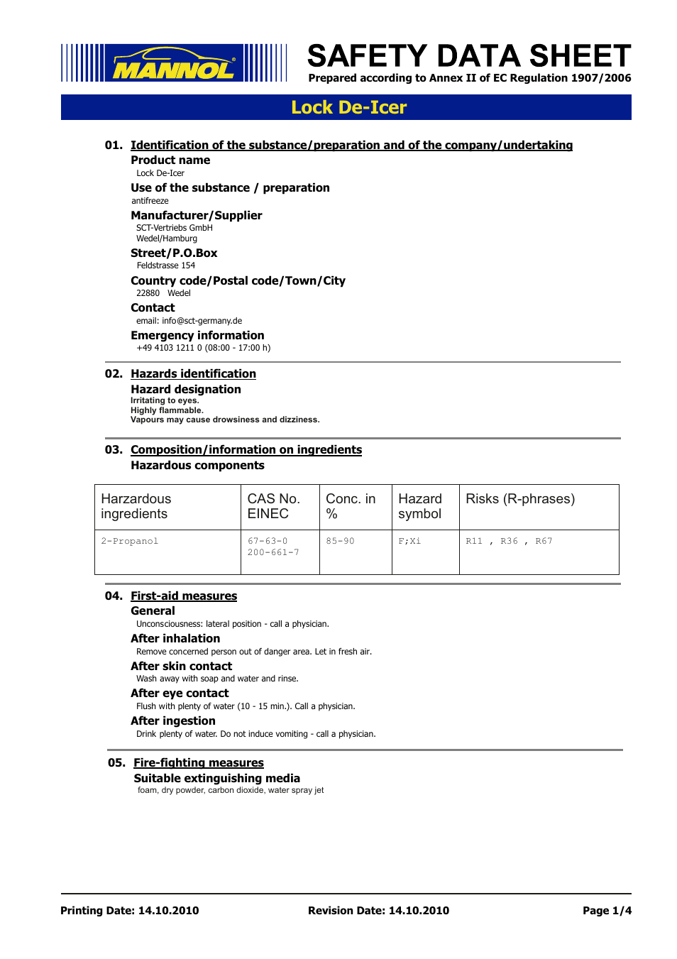 SCT-Germany LOCK DE-ICER User Manual | 4 pages