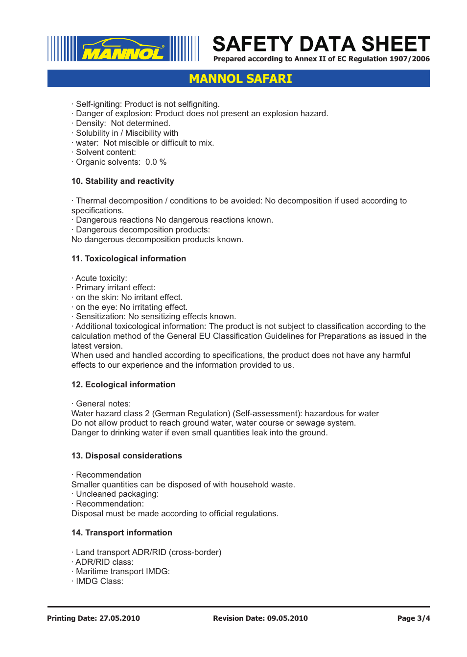 Mannol safari | SCT-Germany SAFARI SAE 20W-50 API SG_CD User Manual | Page 3 / 4