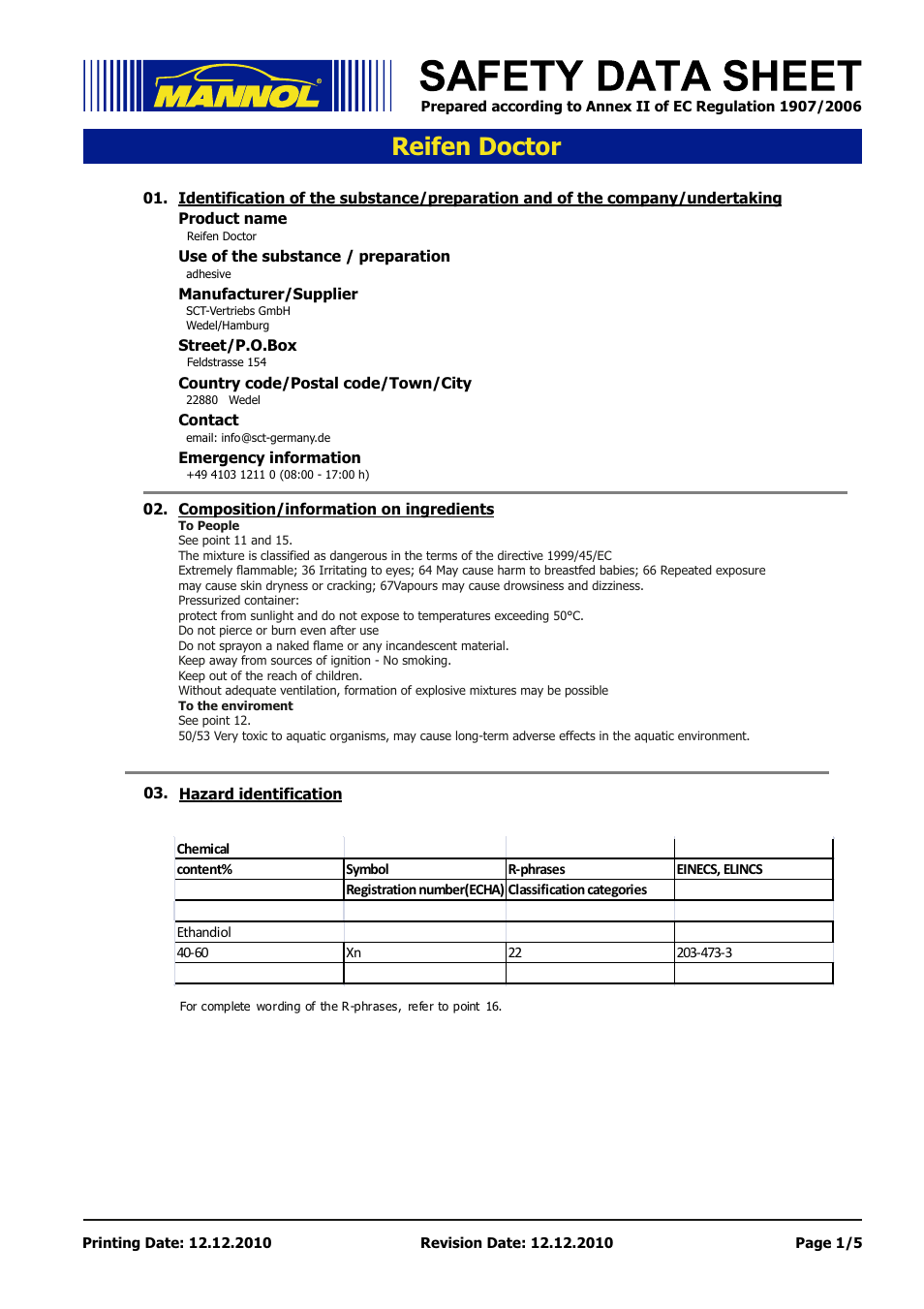 SCT-Germany REIFEN DOCTOR User Manual | 5 pages