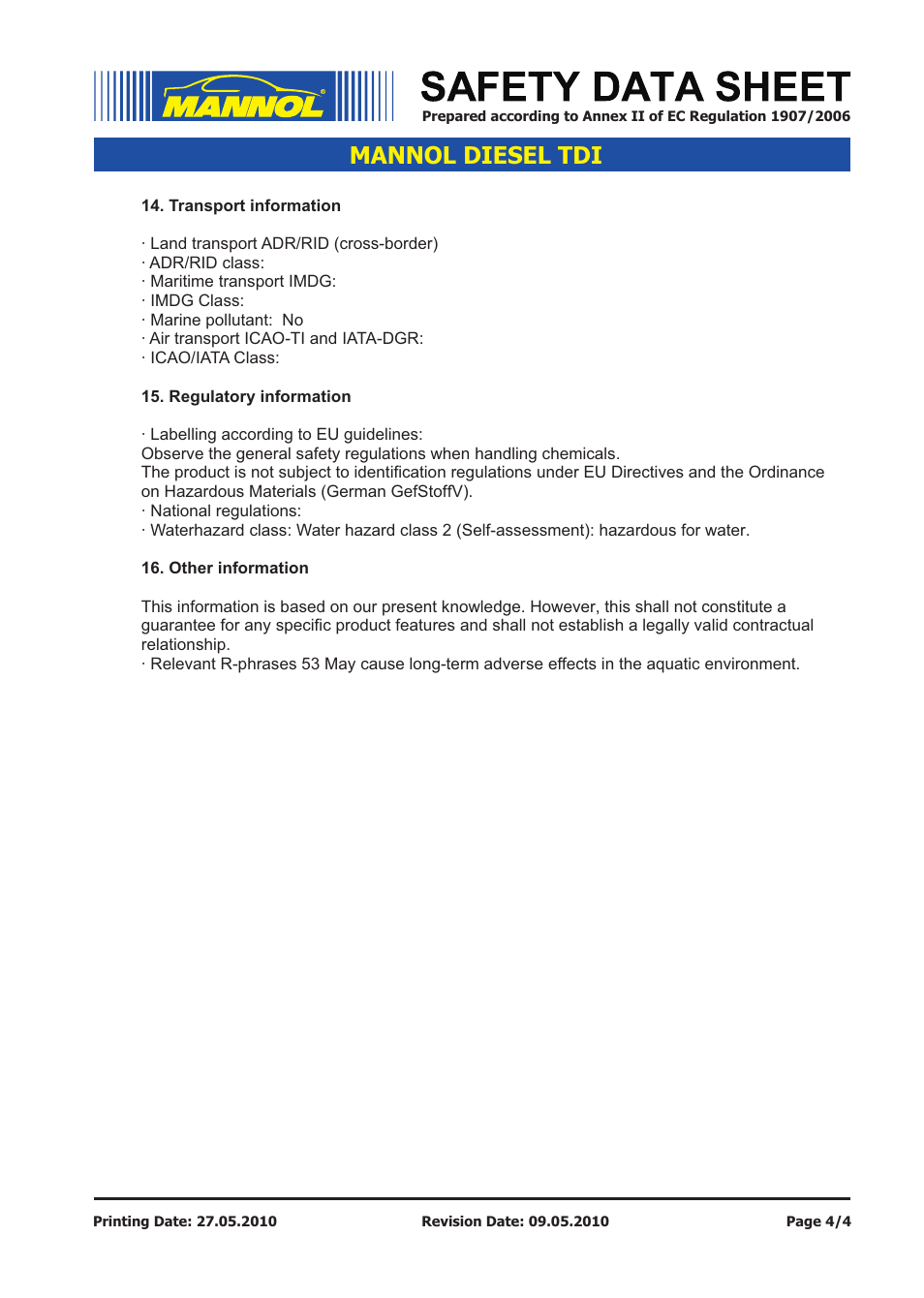 Mannol diesel tdi | SCT-Germany DIESEL TDI SAE 5W-30 API CF_SM User Manual | Page 4 / 4