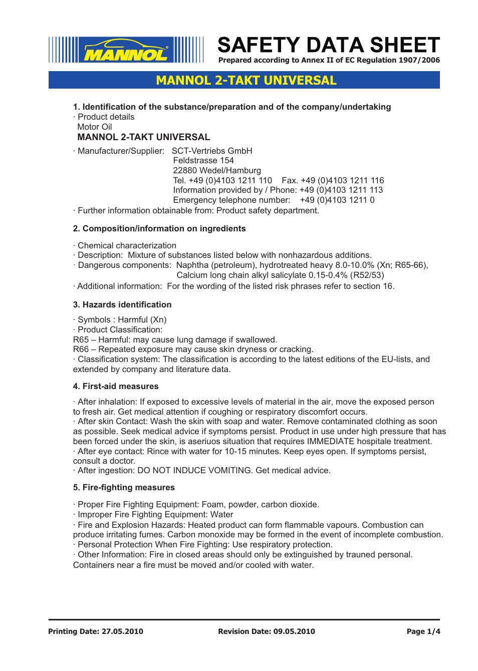 SCT-Germany 2-TAKT UNIVERSAL API TC User Manual | 4 pages