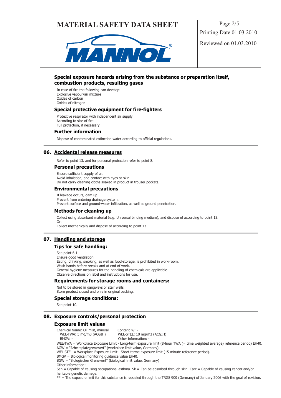 Material safety data sheet | SCT-Germany HIGH TEMPERATURE GREASE LC2 User Manual | Page 2 / 5