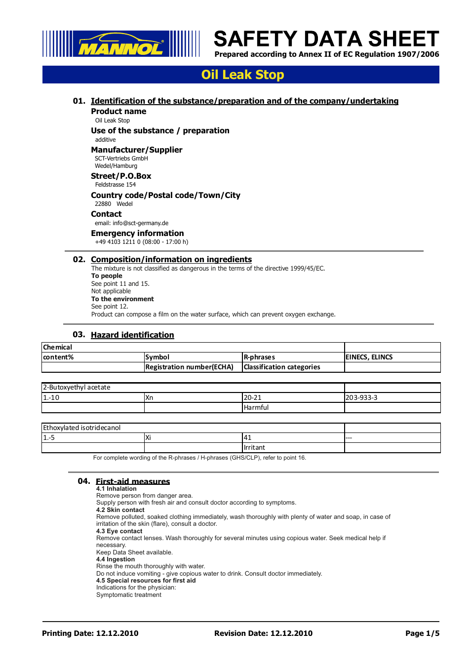 SCT-Germany OIL LEAK-STOP User Manual | 5 pages