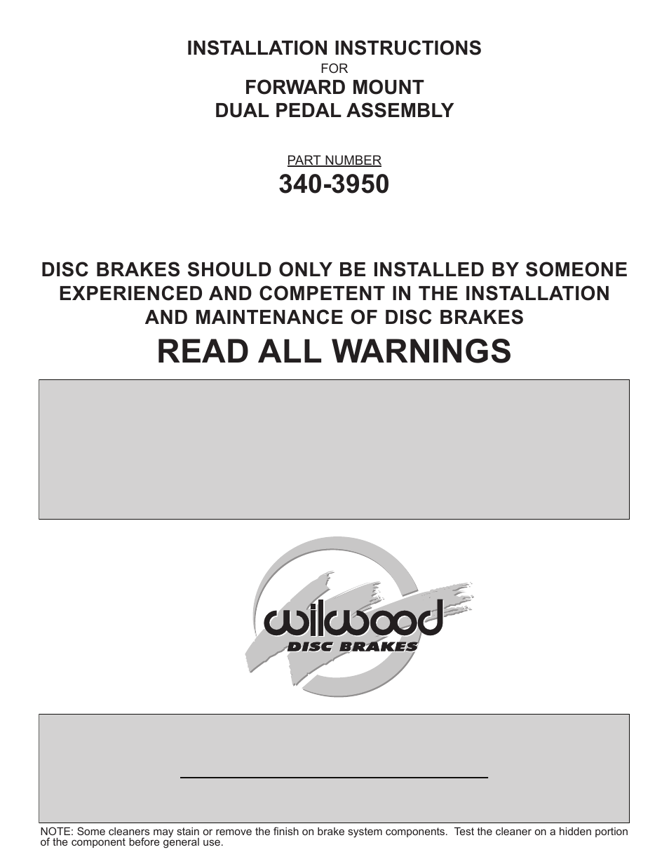 Wilwood Brake & Clutch Pedal Description User Manual | 3 pages