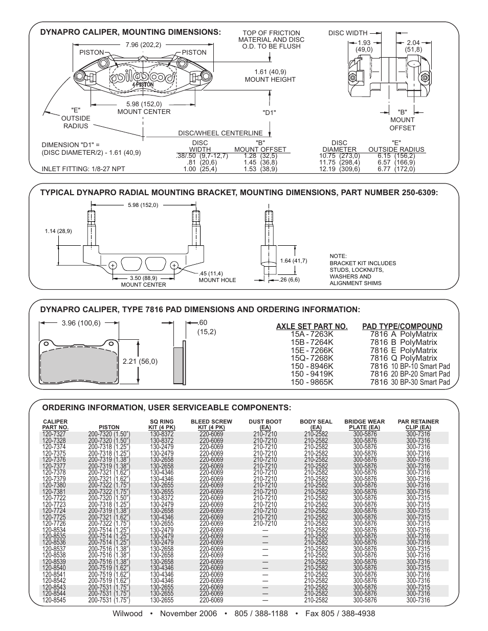 Wilwood Narrow Dynapro Radial Mount User Manual | Page 2 / 2