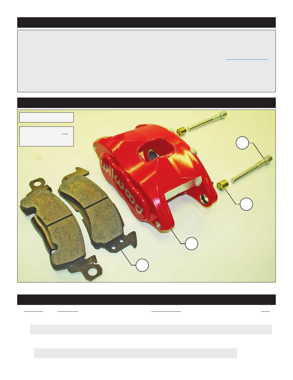 Exploded assembly diagram, Important notice - read this first, Parts list 1 4 2 3 | Wilwood D52 Rear Caliper Kits User Manual | Page 2 / 5