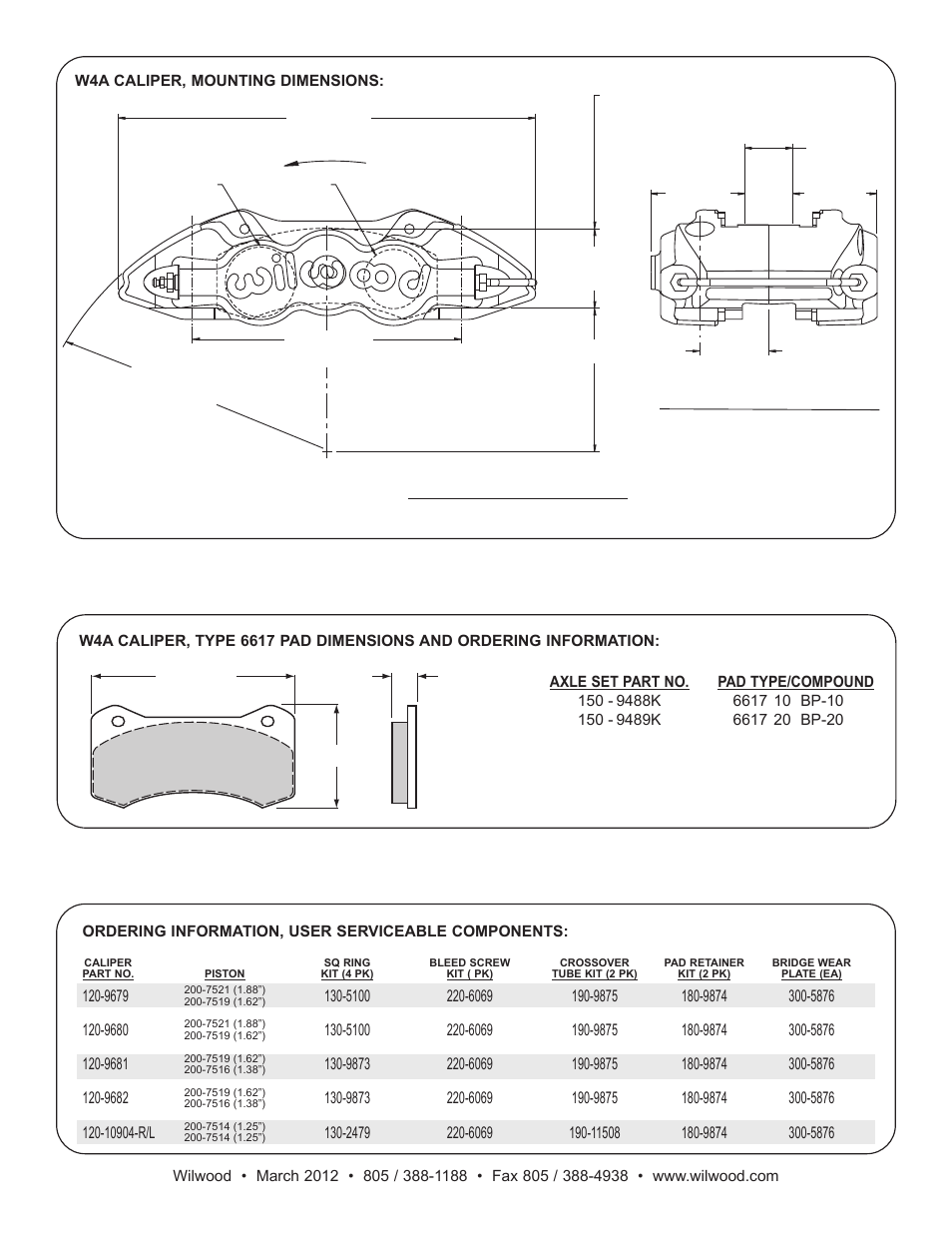 Wilwood W4A User Manual | Page 2 / 2