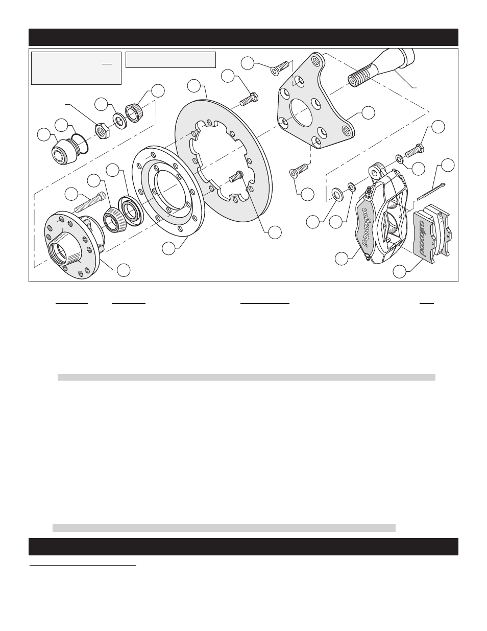 Exploded assembly diagram and parts list, Steering arm / spindle modifications | Wilwood Forged Dynalite Front Drag Brake Kit User Manual | Page 4 / 9