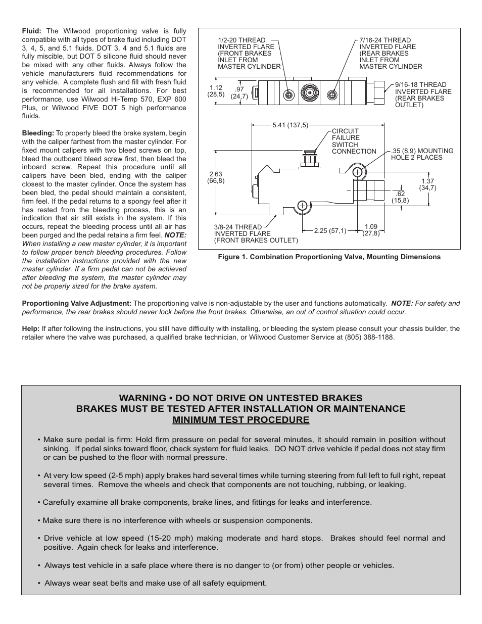 Wilwood MasterCylinder No: 260-11322 User Manual | Page 2 / 2