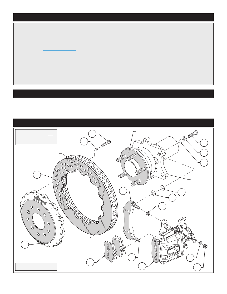 Exploded assembly diagram, Important notice - read this first, Photographic tip | Wilwood Combination Parking Brake Caliper Rear Brake Kit User Manual | Page 2 / 8