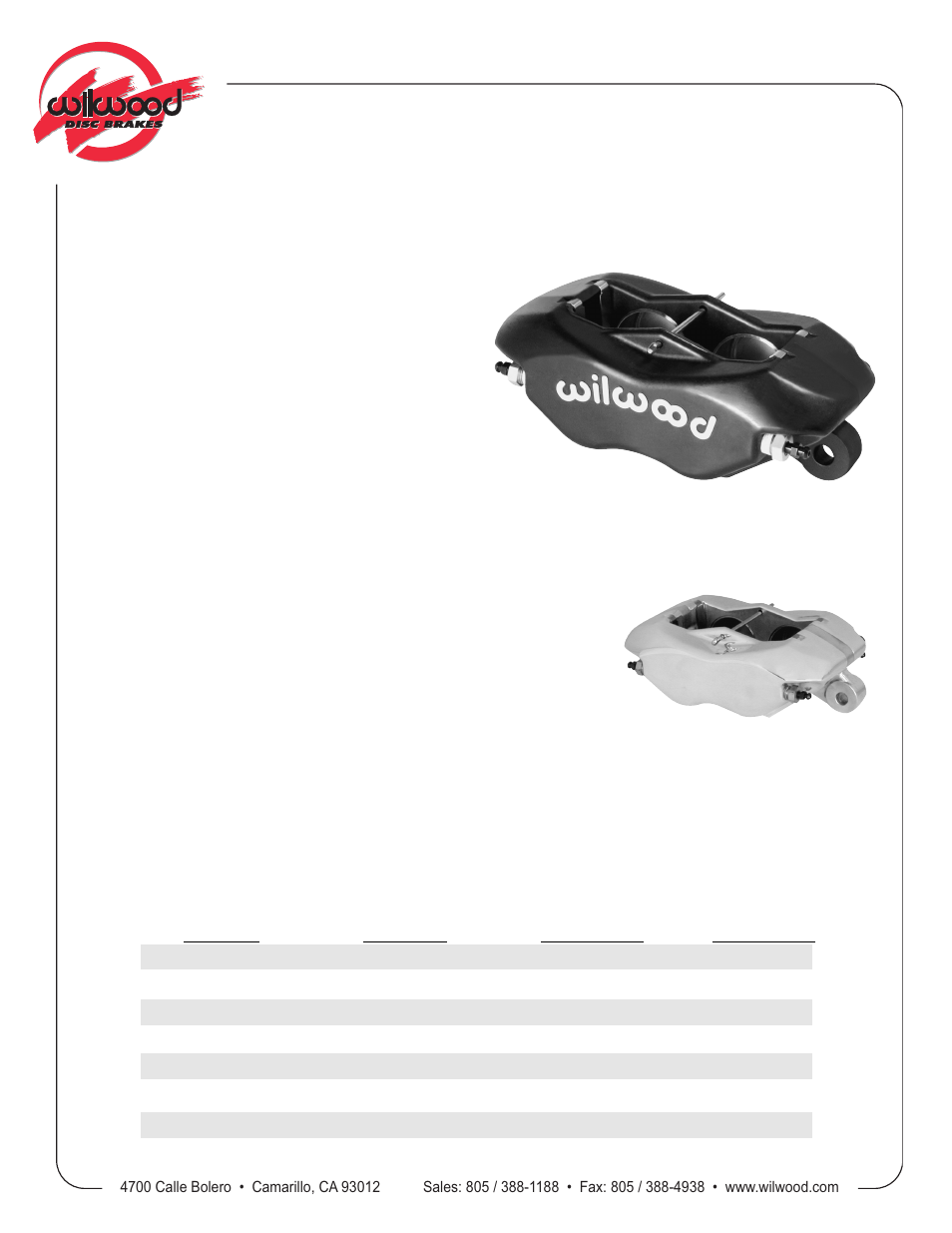 Wilwood Forged Dynalite User Manual | 2 pages