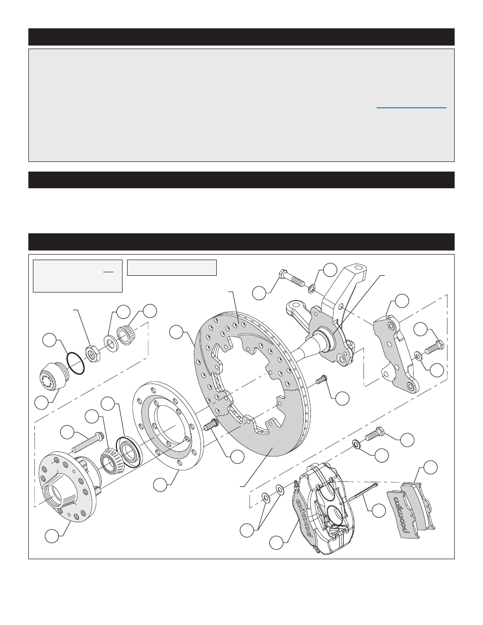 Important notice - read this first, Exploded assembly diagram and parts list, Photographic tip | Wilwood Forged Dynalite Big Brake Front Brake Kit (Hub) User Manual | Page 2 / 8