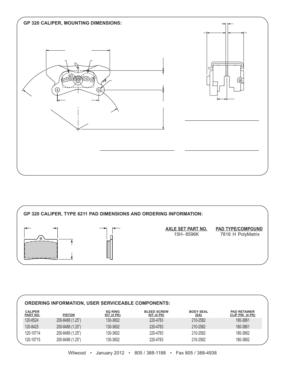 Wilwood GP320 Caliper User Manual | Page 2 / 2