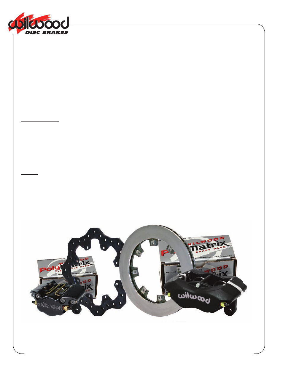 Wilwood Forged Narrow Dynapro and Dynapro Single Front and Rear Dirt Modified Kit User Manual | 1 page