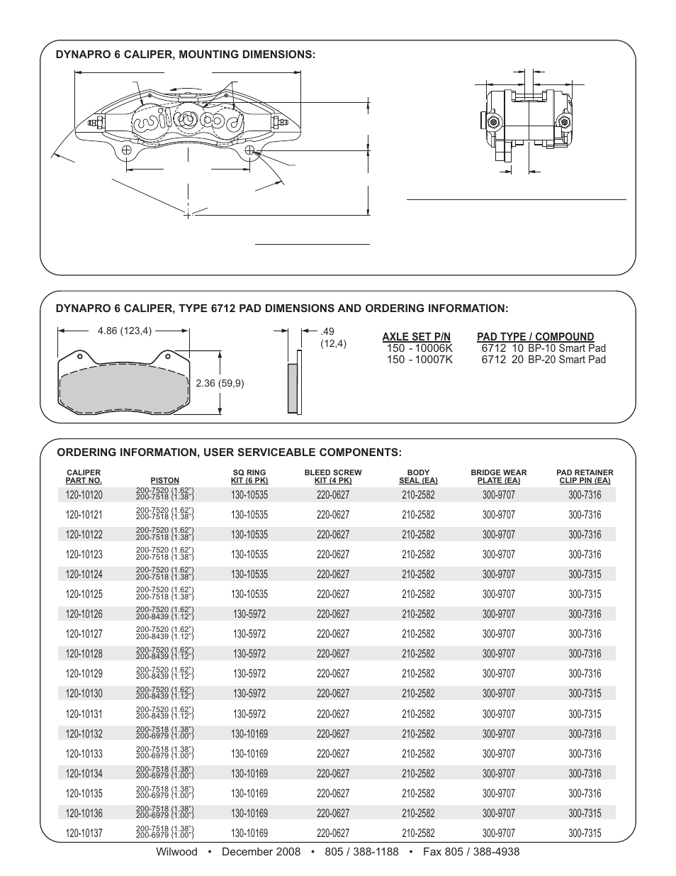 Wilwood Dynapro Six Lug Mount User Manual | Page 2 / 2
