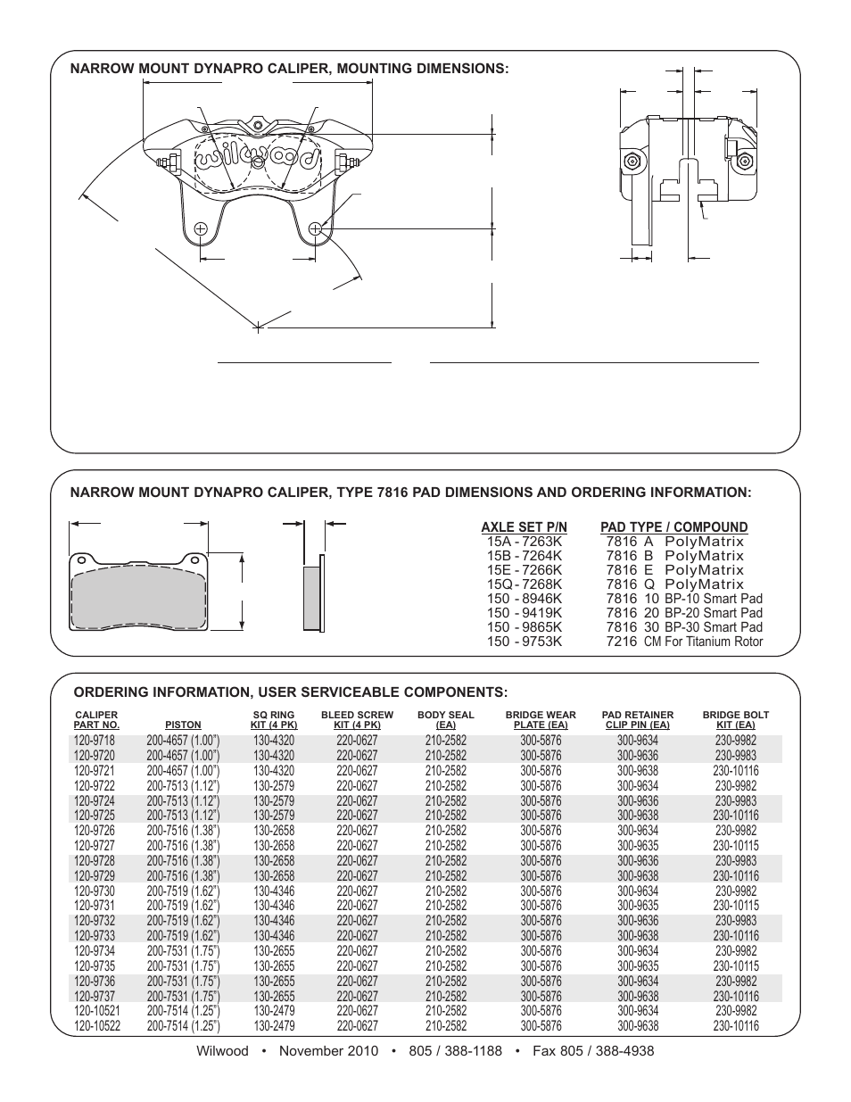 Wilwood Narrow Dynapro Lug Mount User Manual | Page 2 / 2