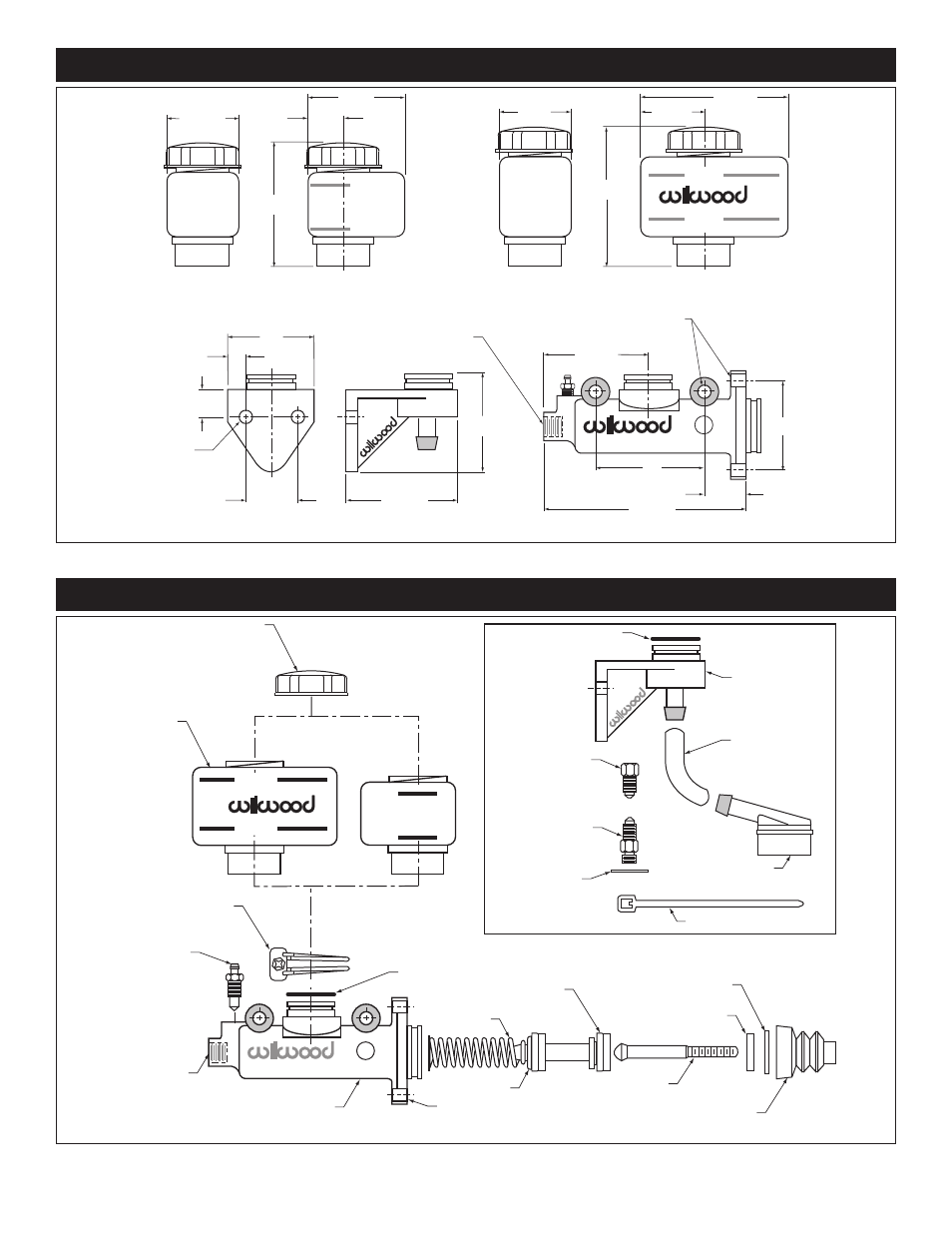 Exploded diagram, Mounting requirements, variations (continued) | Wilwood Combination Remote Master Cylinder User Manual | Page 4 / 6