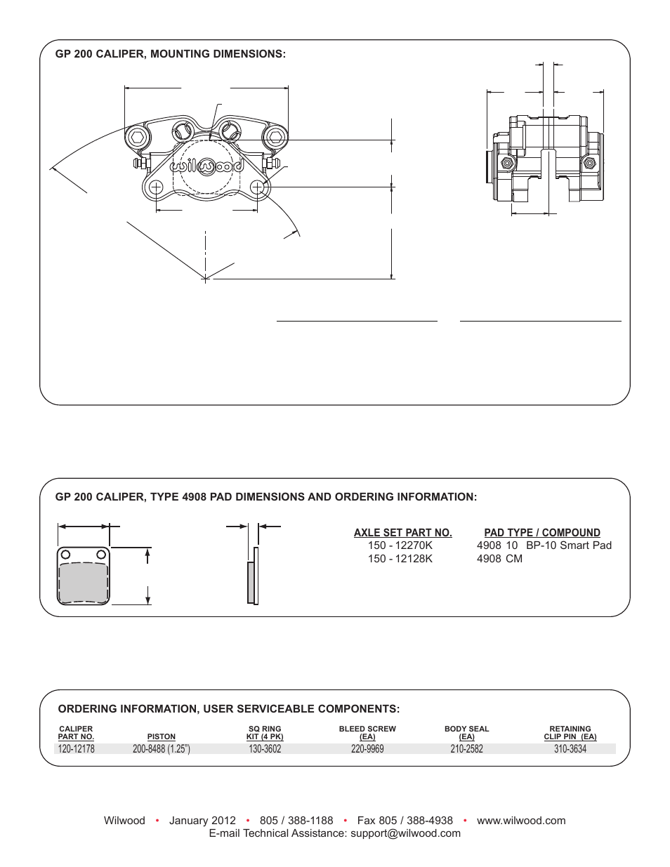 Wilwood GP200 Caliper User Manual | Page 2 / 2