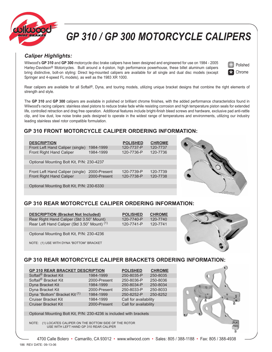Wilwood GP300 Motorcycle Front User Manual | 2 pages