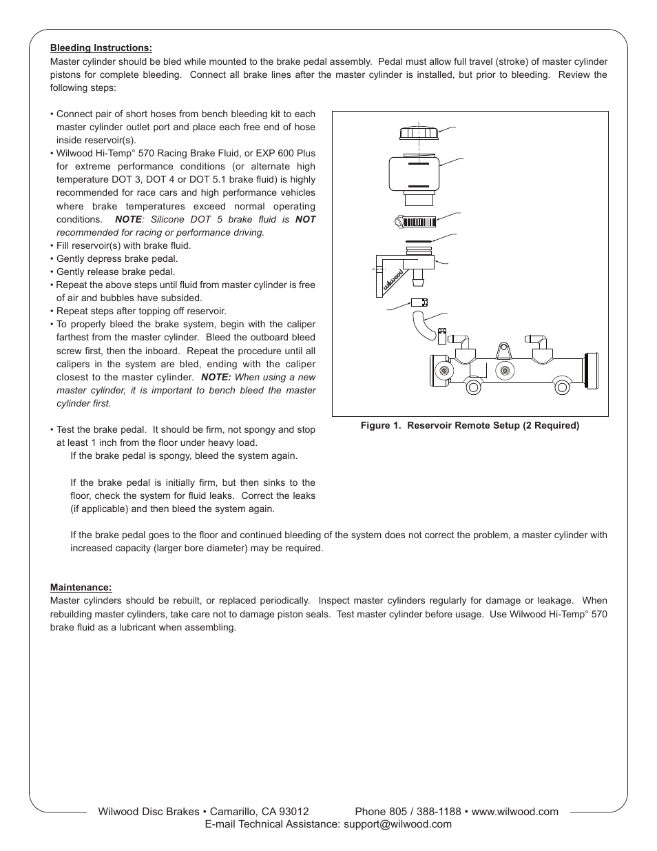 Wilwood Tandem Master Cylinder (TM1) User Manual | Page 2 / 3