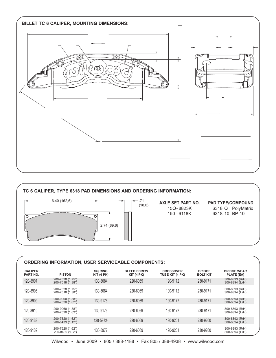 Wilwood TC6 User Manual | Page 2 / 2