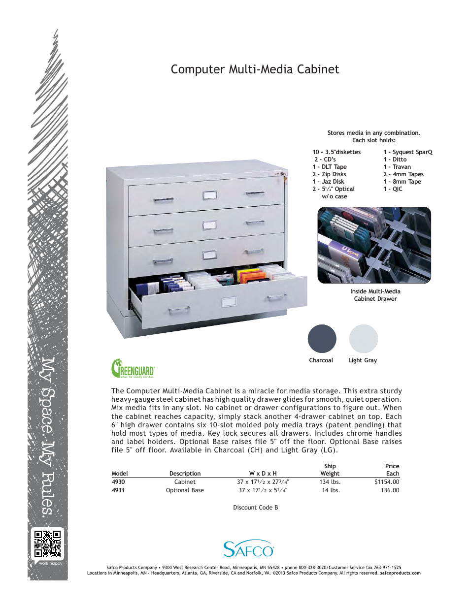 Safco 4931CH User Manual | 1 page