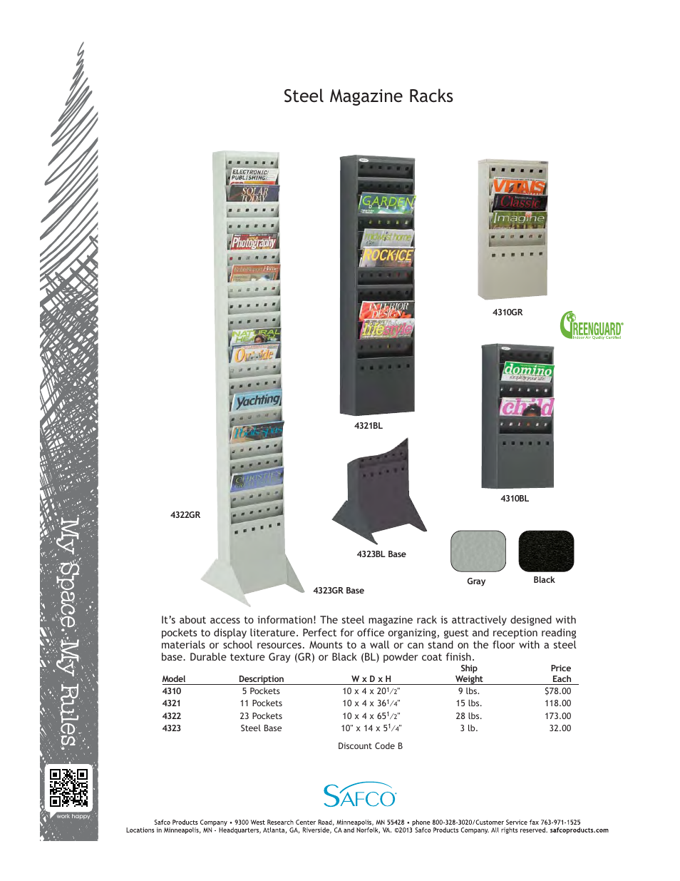 Safco 4323GR User Manual | 1 page